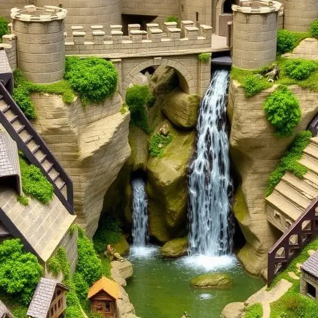 Medieval Castle Waterfall
