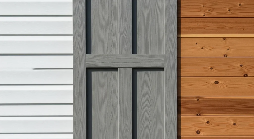 Comparison of modern mobile home siding materials including vinyl, fiber cement, and wood options