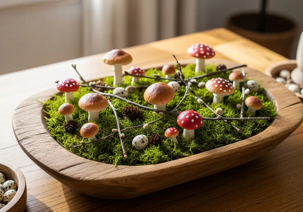 Moss and Mushroom Woodland Scene