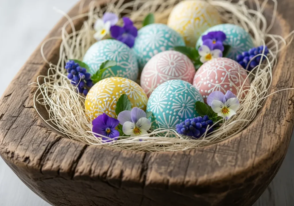 Painted Egg and Flower Nest