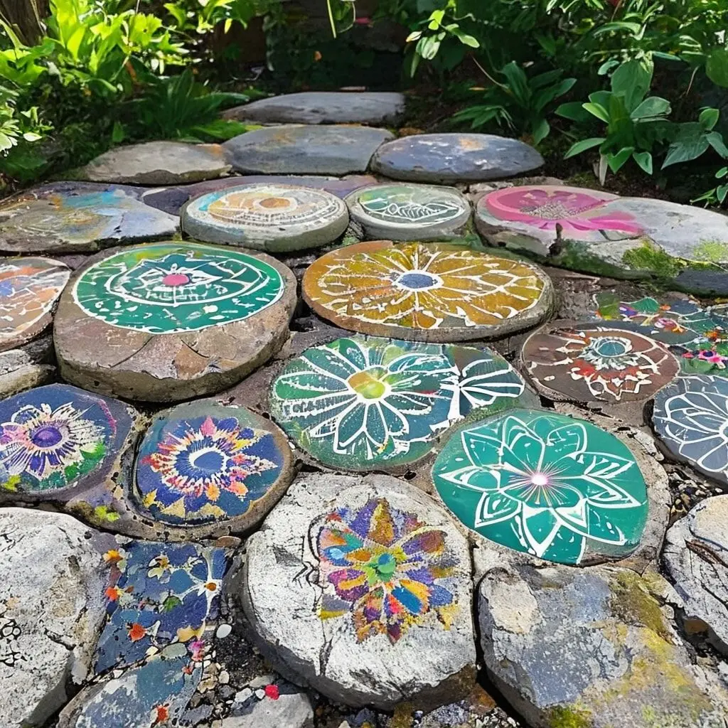 Painted and Stenciled Artistic Stones
