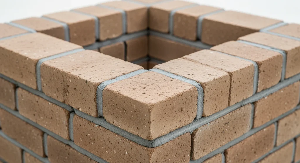 Professional Mortared Square Brick Fire Pit Construction.736ZDurable square fire pit with mortared joints and refractory cemen