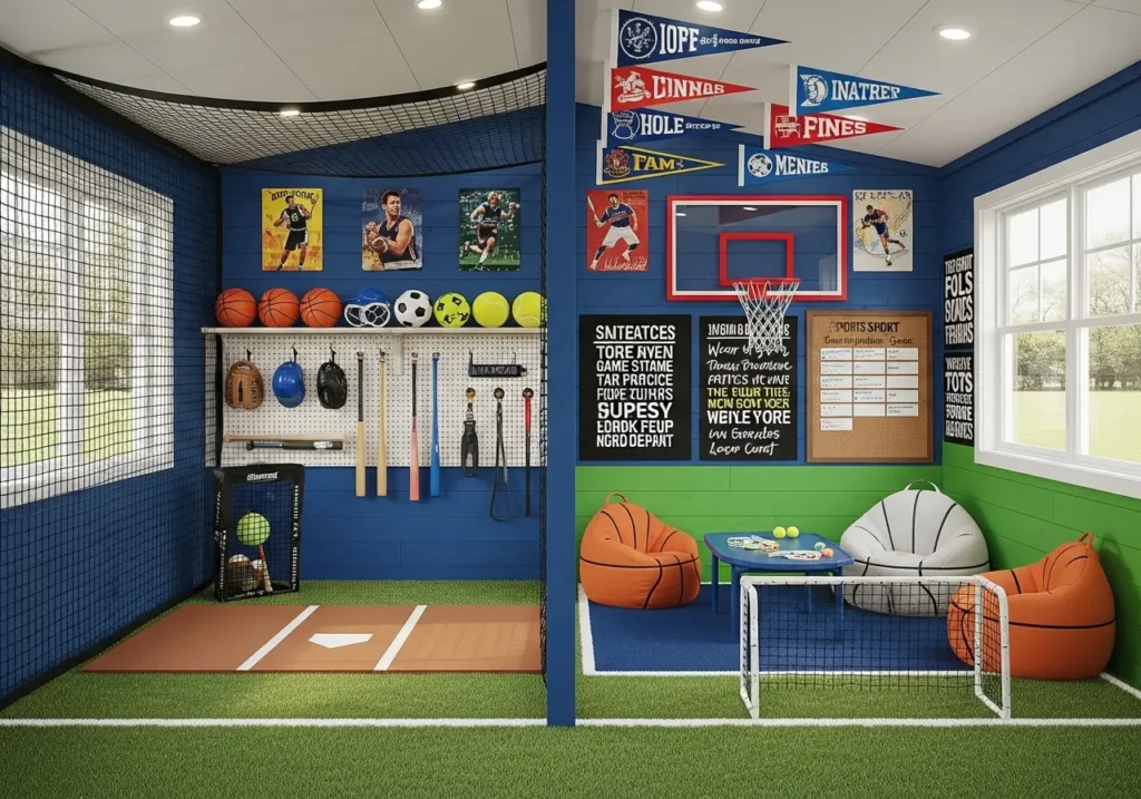Sports Equipment Storage with Play Area