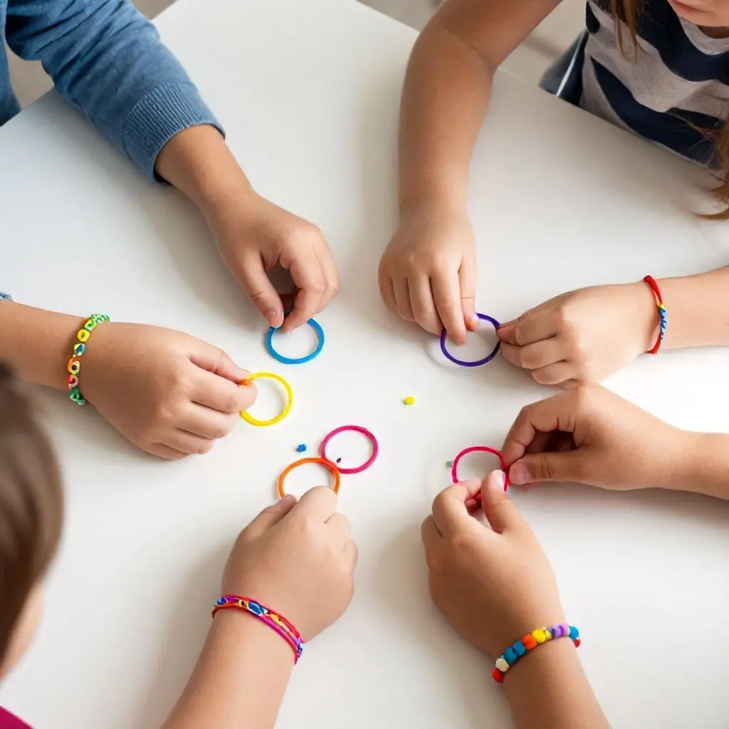 Teaching Children to Make Rubber Band Bracelets