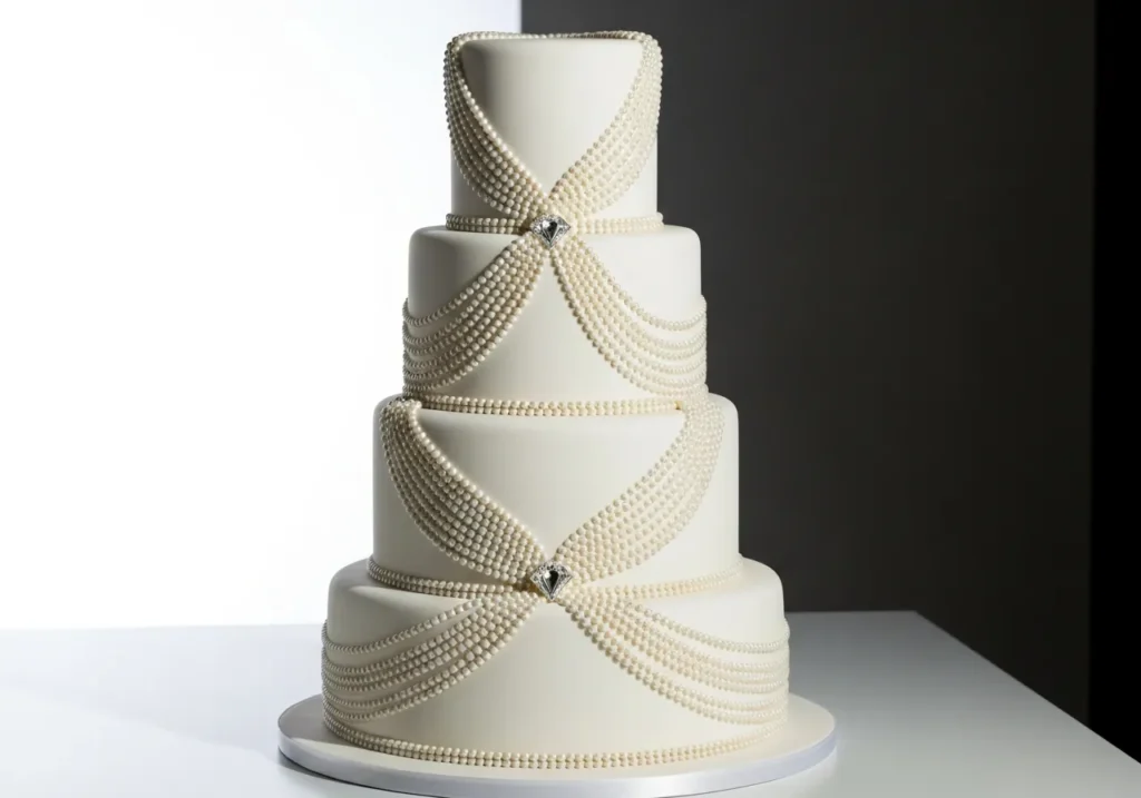 Tiered Elegance with Pearl Garlands