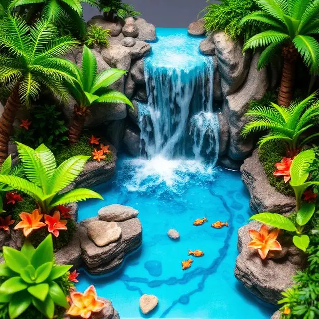 Tropical Lagoon Waterfall