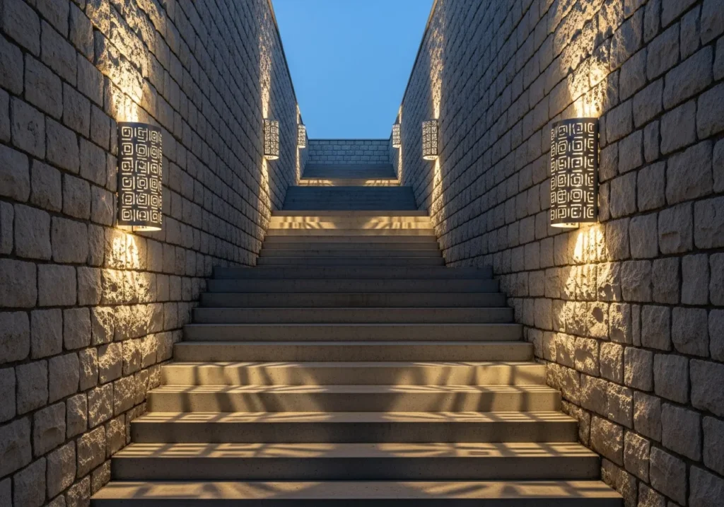Wall Mounted Step Lighting with Decorative Shields