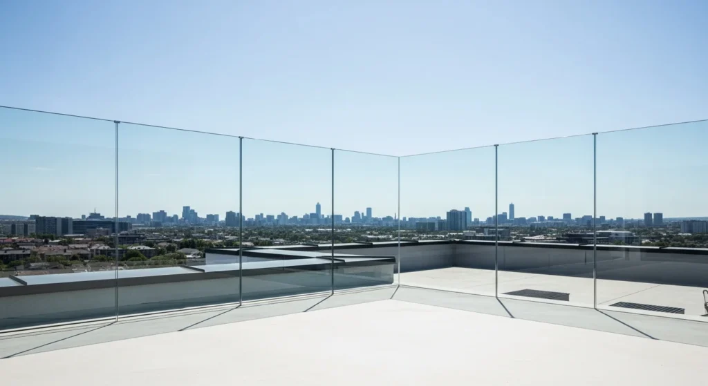 frameless transparent glass panel Rooftop Railing