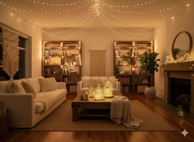 17+ Creative Indoor String Light Decoration Ideas for a Cozy and Magical Home
