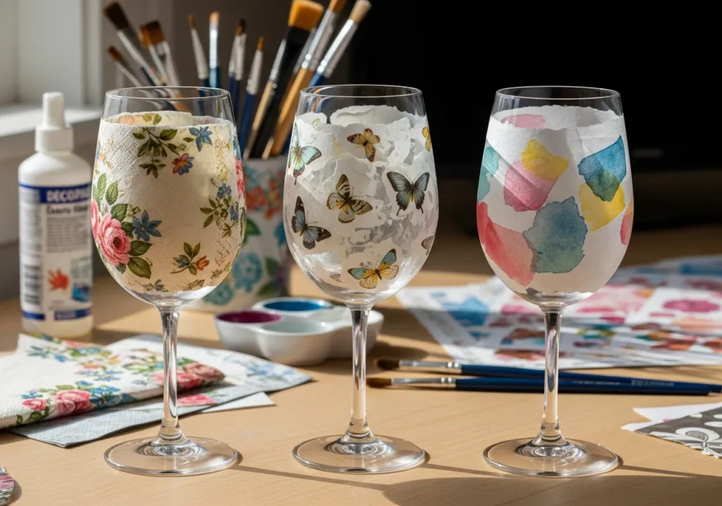 Decoupage Wine Glass Projects