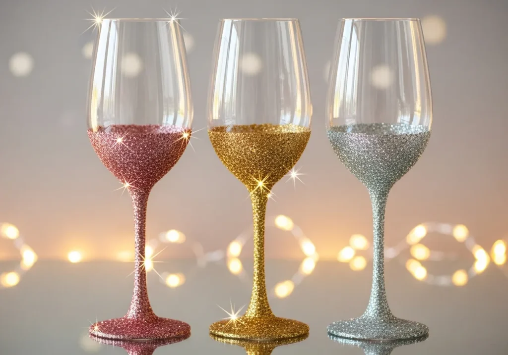 Glitter Stem Wine Glasses