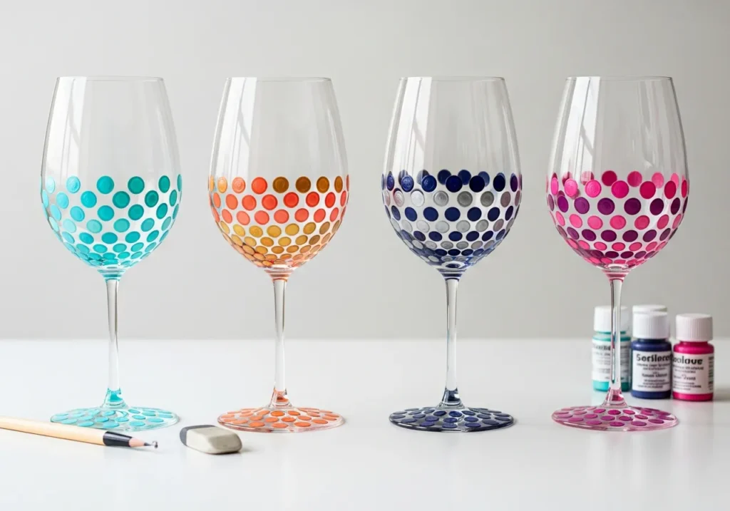 Hand Painted Polka Dot Wine Glasses