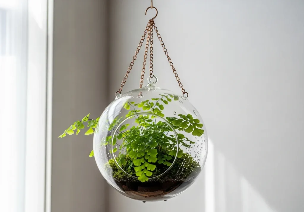 Hanging Maidenhair Fern Terrarium