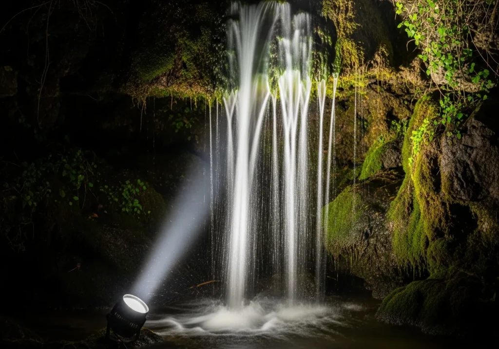 Spotlight Accent Lighting for Waterfalls and Features