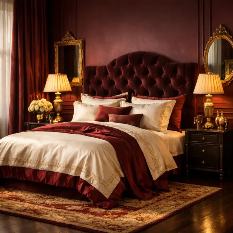 15+ Stunning Burgundy and Gold Bedroom Ideas