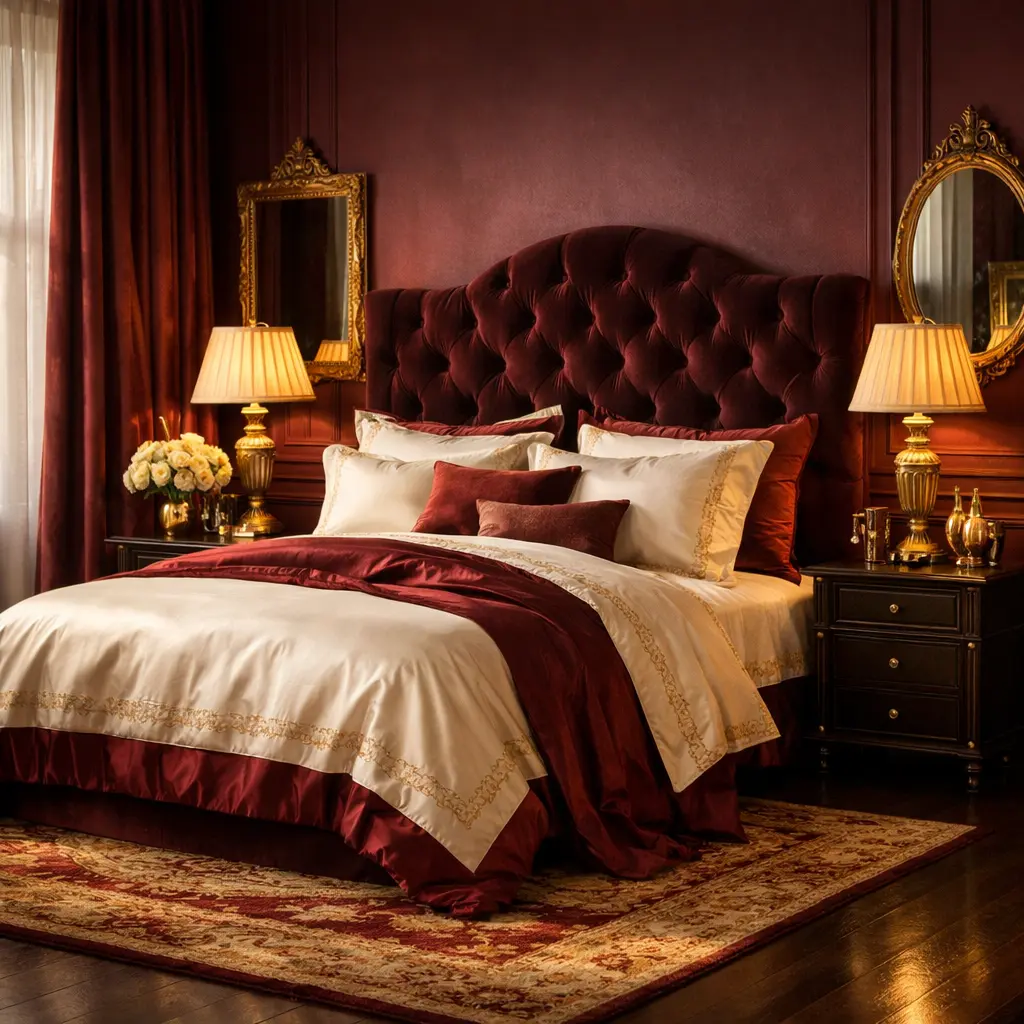 15+ Stunning Burgundy and Gold Bedroom Ideas