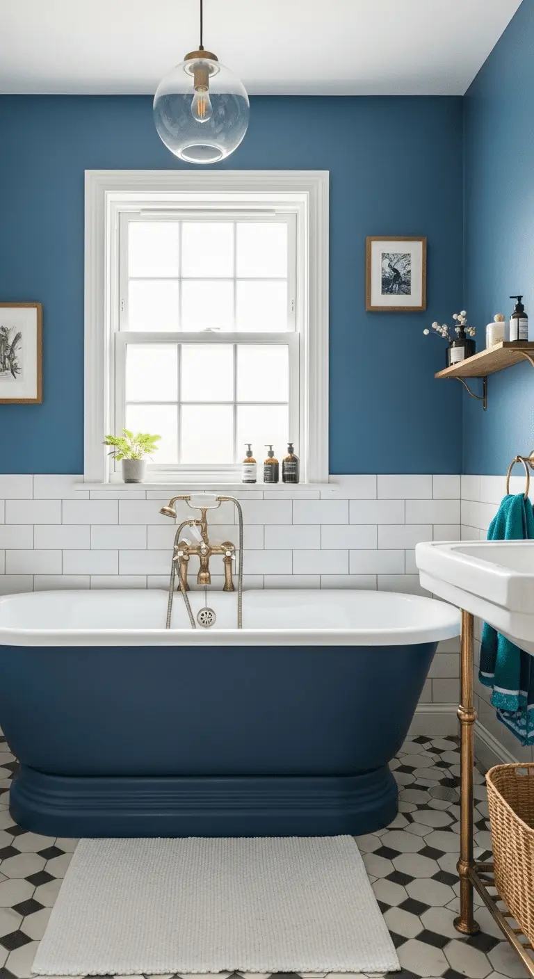 15 + Unique Decorating Ideas Around a Blue Bathtub