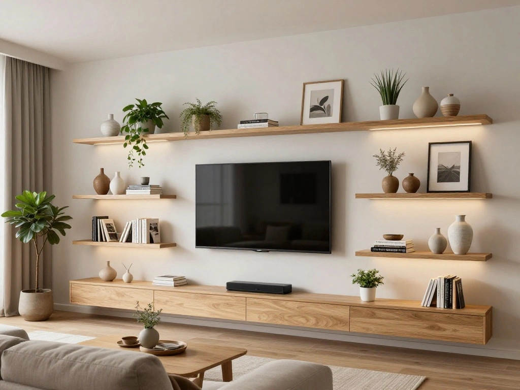 15 Creative Floating Shelf Ideas Around the TV