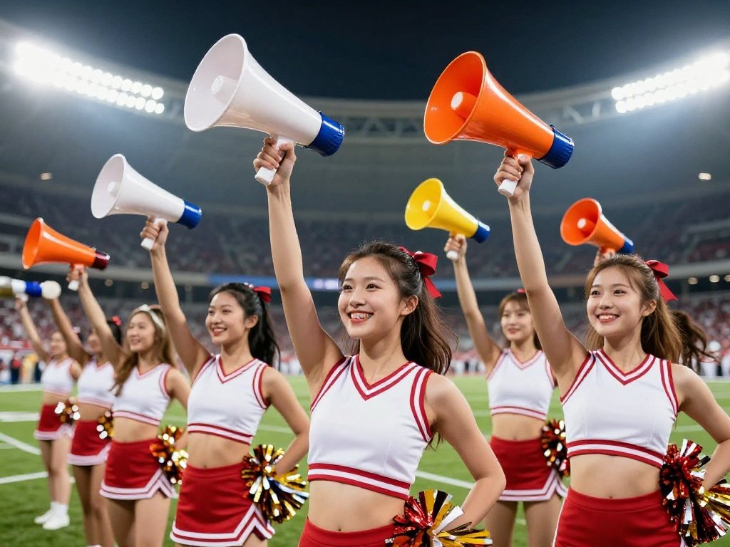 A bright, cheerful phot cheer megaphone ideas